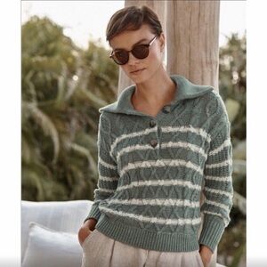 Garnet Hill Green and White Women's Sweater